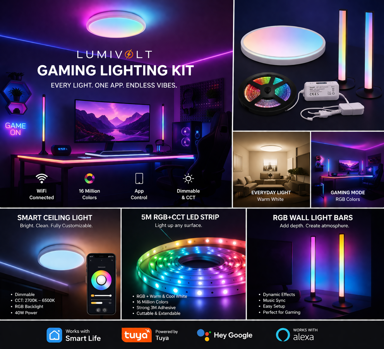 Smart Gaming Lighting Setup – Full Room Kit 1 1